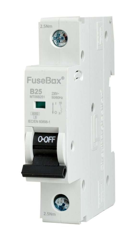 Fusebox MT06B251 25A 6kA 1 pole B CURVE MCB - Fusebox - Falcon Electrical UK