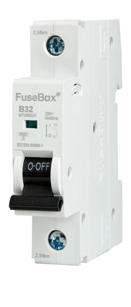 Fusebox MT06B321 32A 6kA 1 pole B CURVE MCB - Fusebox - Falcon Electrical UK