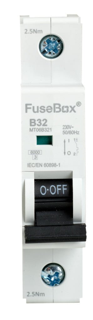 Fusebox MT06B321 32A 6kA 1 pole B CURVE MCB - Fusebox - Falcon Electrical UK