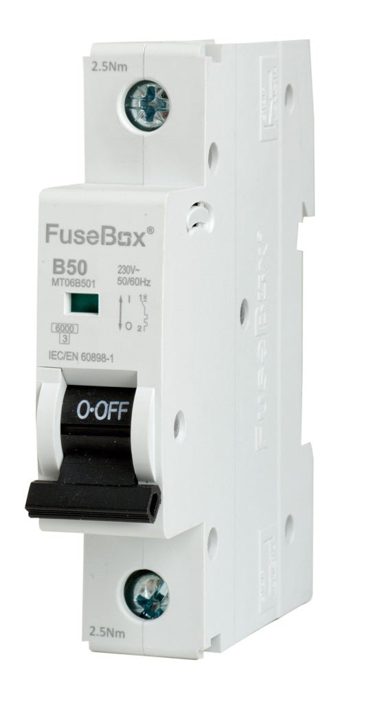 Fusebox MT06B501 50A 6kA 1 pole B CURVE MCB - Fusebox - Falcon Electrical UK