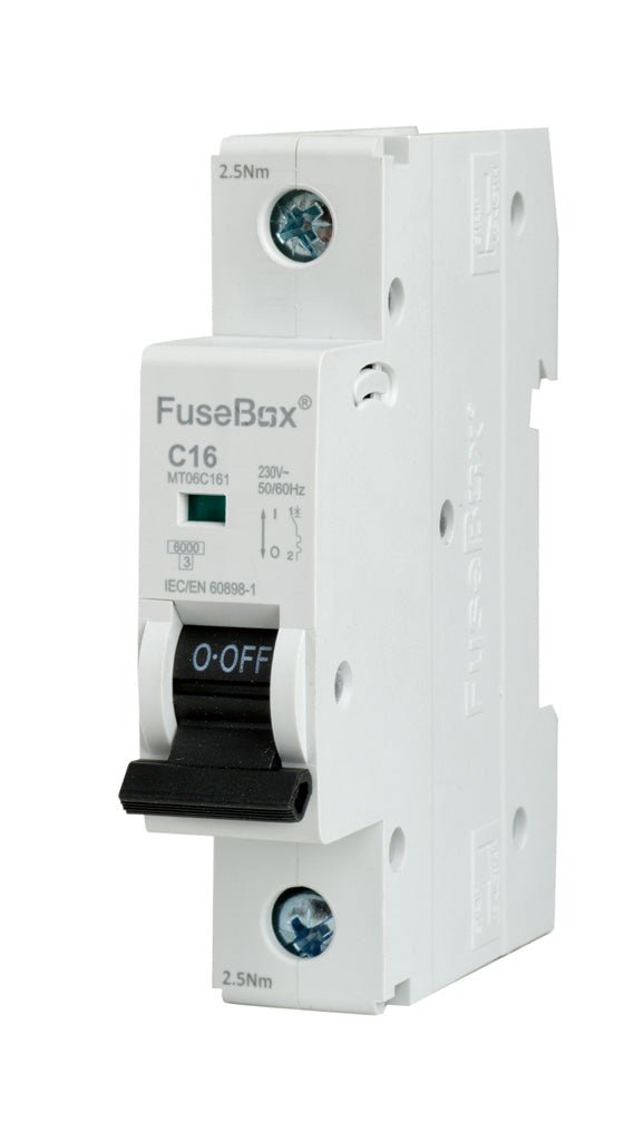 Fusebox MT06C161 16A 6kA 1 pole C Curve MCB - Fusebox - Falcon Electrical UK