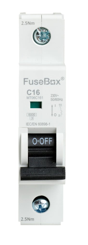 Fusebox MT06C161 16A 6kA 1 pole C Curve MCB - Fusebox - Falcon Electrical UK
