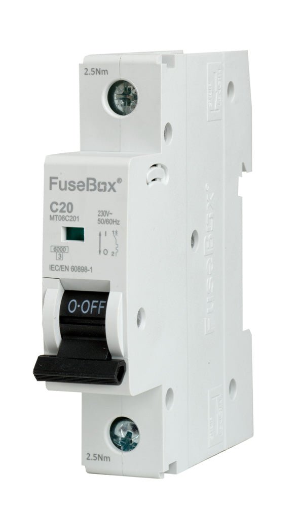 Fusebox MT06C201 20A 6kA 1 pole C Curve MCB - Fusebox - Falcon Electrical UK