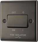 BG NBN15 Nexus Metal Black Nickel Triple Pole Fan Isolator Switch, 10A - BG - Falcon Electrical UK