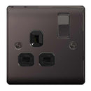 BG NBN21B Nexus Metal Black Nickel Single Switched 13A Power Socket - BG - Falcon Electrical UK