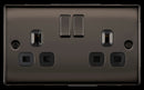 BG NBN22B Nexus Metal Black Nickel Double Switched 13A Power Socket - BG - Falcon Electrical UK