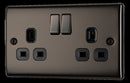 BG NBN22B Nexus Metal Black Nickel Double Switched 13A Power Socket - BG - Falcon Electrical UK