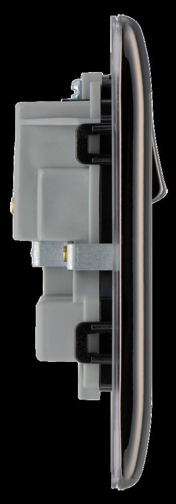 BG NBN22B Nexus Metal Black Nickel Double Switched 13A Power Socket - BG - Falcon Electrical UK
