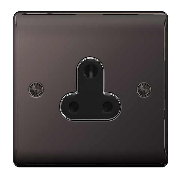 BG NBN29B Nexus Metal Black Nickel Single Round Pin Unswitched 5A Socket - BG - Falcon Electrical UK