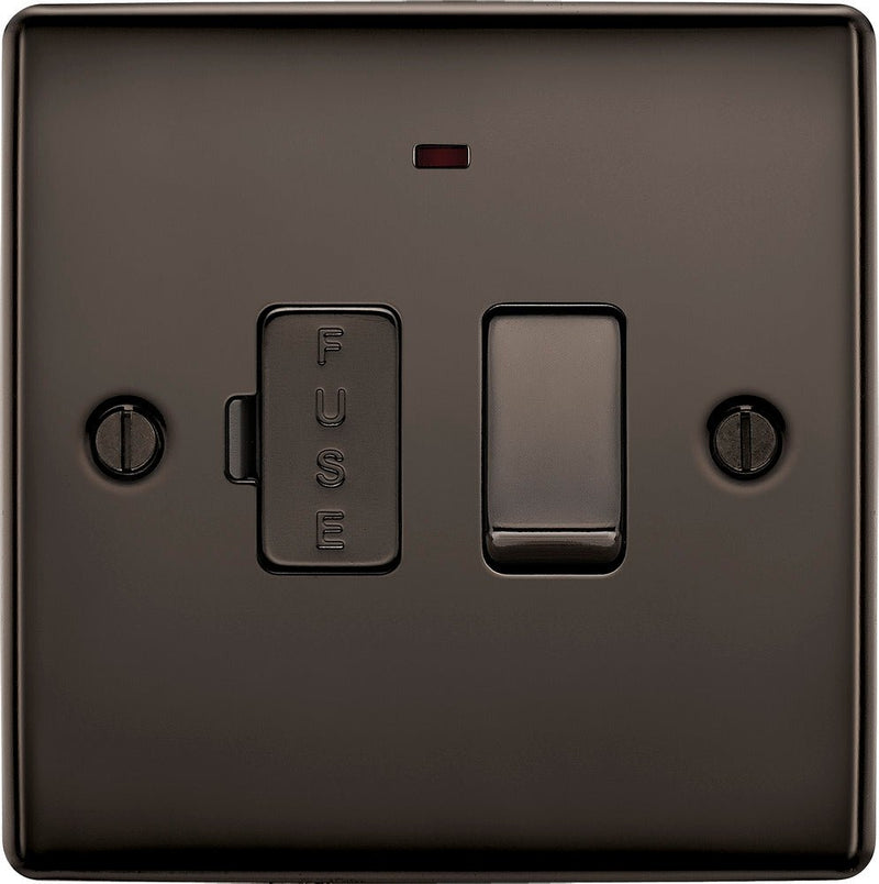 BG NBN52 Nexus Metal Black Nickel Swi. 13A Fused Conn. Unit, w- Power Indicator - BG - Falcon Electrical UK