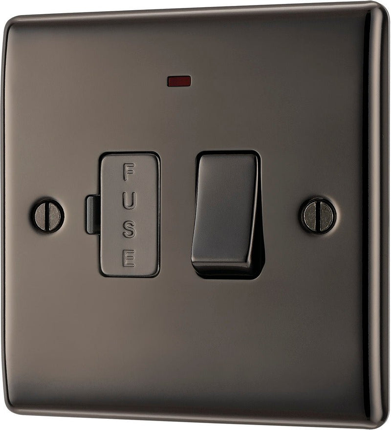 BG NBN52 Nexus Metal Black Nickel Swi. 13A Fused Conn. Unit, w- Power Indicator - BG - Falcon Electrical UK