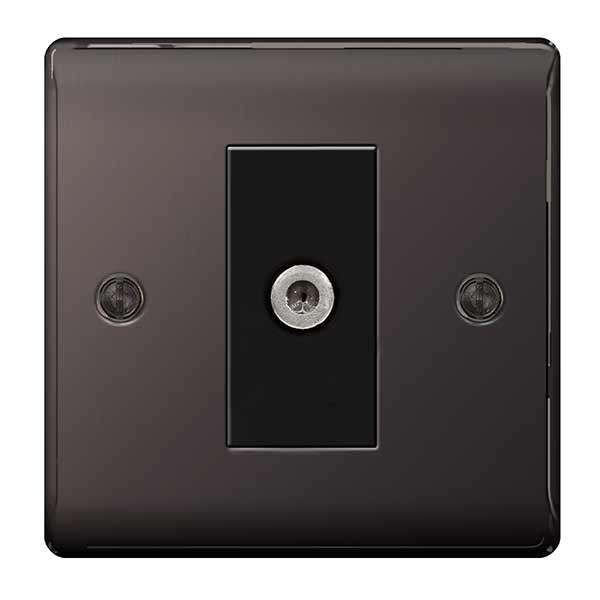 BG NBN64 Nexus Metal Black Nickel 1 Gang Satellite Socket - BG - Falcon Electrical UK