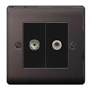 BG NBN65 Nexus Metal Black Nickel Twin Satellite + Co-Axial Aerial Socket - BG - Falcon Electrical UK