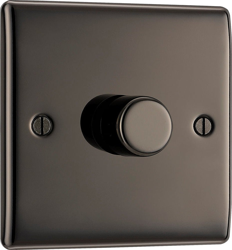 BG NBN81 Nexus Metal Black Nickel 400W Intelligent Single Dimmer Switch, 2-Way Push On-Off - BG - Falcon Electrical UK