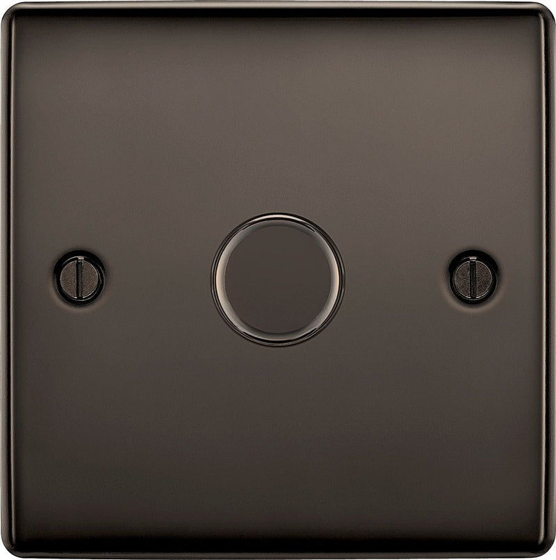 BG NBN81 Nexus Metal Black Nickel 400W Intelligent Single Dimmer Switch, 2-Way Push On-Off - BG - Falcon Electrical UK