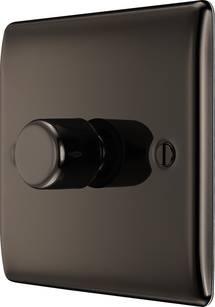 BG NBN81 Nexus Metal Black Nickel 400W Intelligent Single Dimmer Switch, 2-Way Push On-Off - BG - Falcon Electrical UK