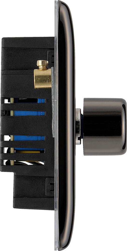 BG NBN84 Nexus Metal Black Nickel Intelligent 400W Quadruple Dimmer Switch, 2-Way Push On-Off - BG - Falcon Electrical UK