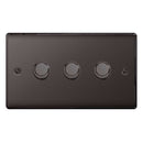 BG NBN83 Nexus Metal Black Nickel Intelligent 400W Triple Dimmer Switch, 2-Way Push On-Off - BG - Falcon Electrical UK