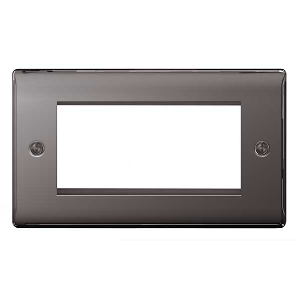 BG NBNEMR4 Nexus Metal Black Nickel Quadruple Rectangular Front Plate - BG - Falcon Electrical UK