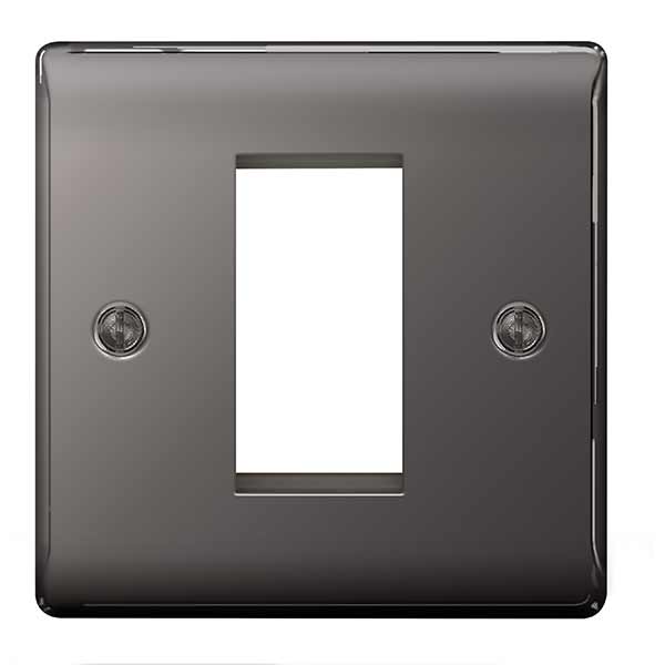 BG NBNEMS1 Nexus Metal Black Nickel Single Square Front Plate - BG - Falcon Electrical UK