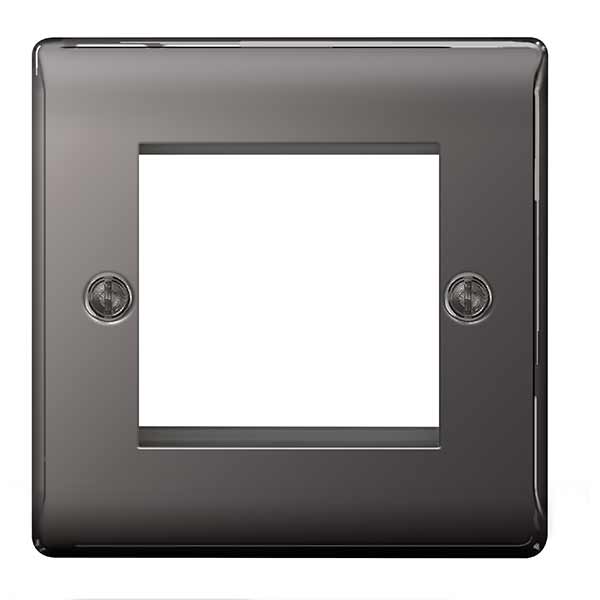 BG NBNEMS2 Nexus Metal Black Nickel Double Square Front Plate - BG - Falcon Electrical UK