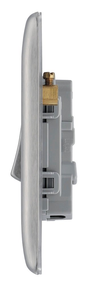 BG NBS12 Nexus Metal Brushed Steel Single Switch, 10A x 2 Way - BG - Falcon Electrical UK