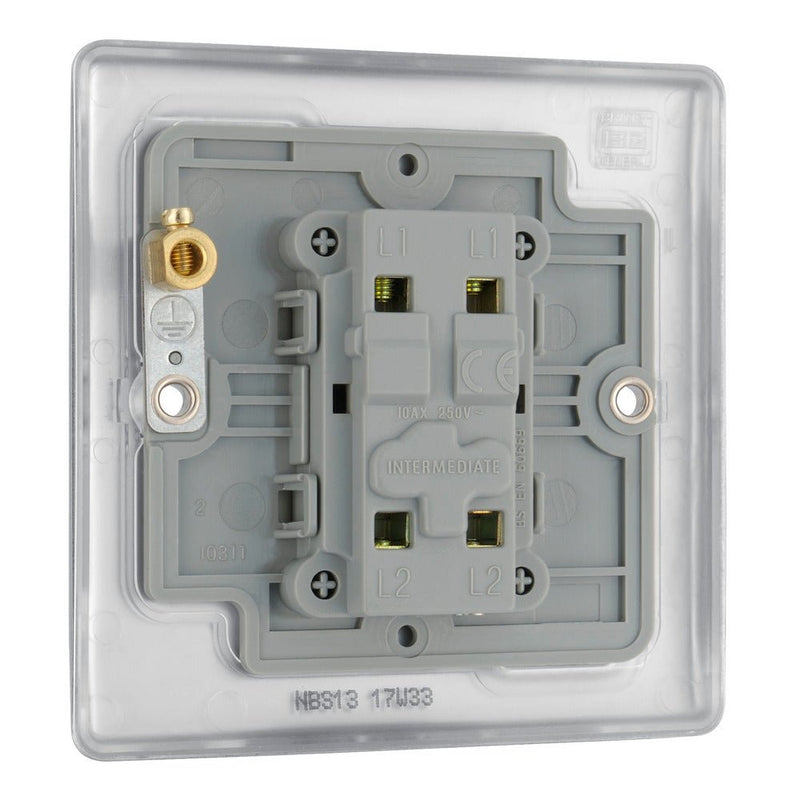 BG NBS13 Nexus Metal Brushed Steel Intermediate Switch, 10Ax 2 Way - BG - Falcon Electrical UK