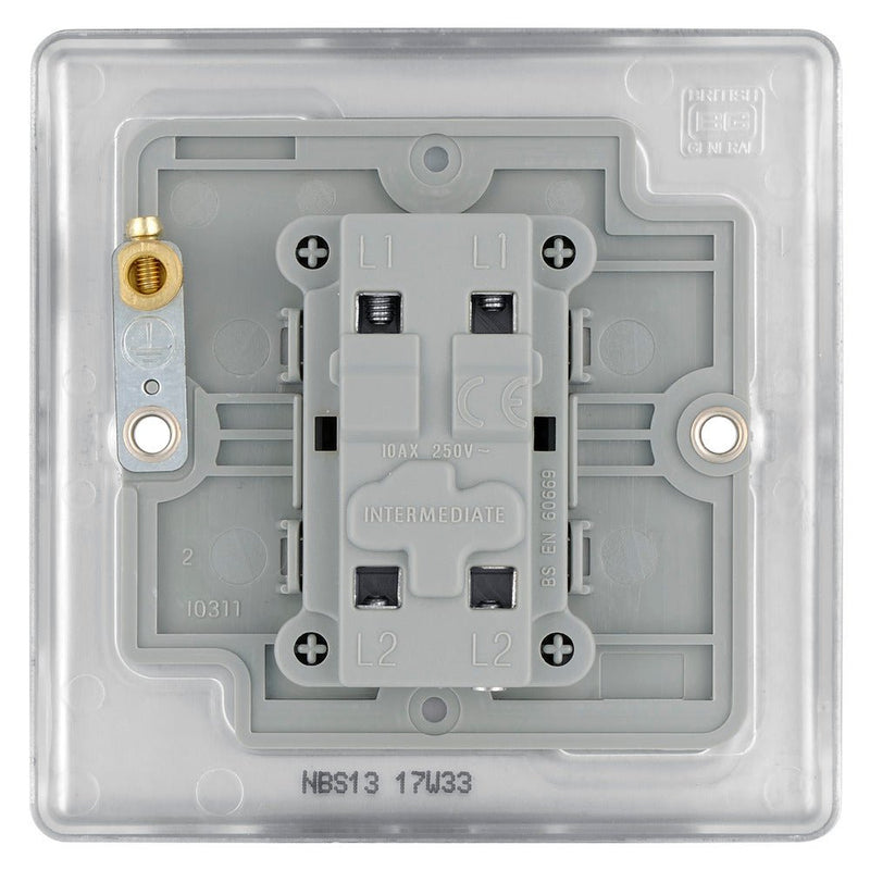 BG NBS13 Nexus Metal Brushed Steel Intermediate Switch, 10Ax 2 Way - BG - Falcon Electrical UK