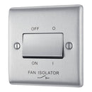 BG NBS15 Nexus Metal Brushed Steel Triple Pole Fan Isolator Switch, 10A - BG - Falcon Electrical UK
