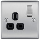 BG NBS21B Nexus Metal Brushed Steel Single Switched 13A Power Socket - BG - Falcon Electrical UK