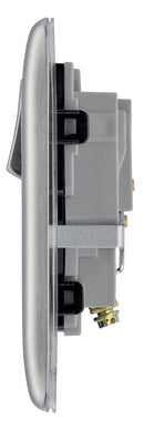 BG NBS21B Nexus Metal Brushed Steel Single Switched 13A Power Socket - BG - Falcon Electrical UK