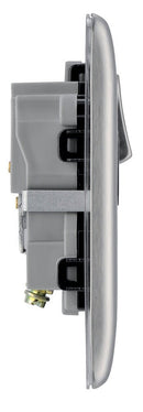 BG NBS21B Nexus Metal Brushed Steel Single Switched 13A Power Socket - BG - Falcon Electrical UK