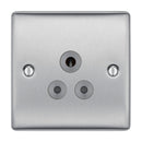 BG NBS29G Nexus Metal Brushed Steel Single Round Pin Unswitched 5A Socket - BG - Falcon Electrical UK
