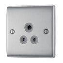 BG NBS29G Nexus Metal Brushed Steel Single Round Pin Unswitched 5A Socket - BG - Falcon Electrical UK
