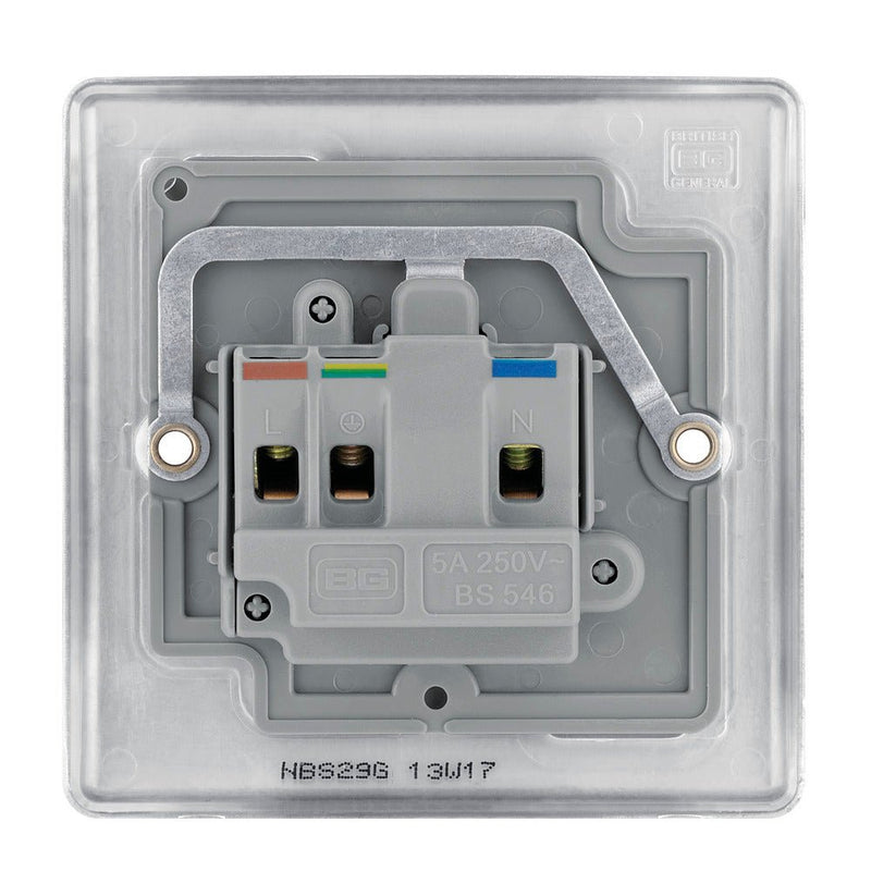 BG NPC29W Nexus Metal Polished Chrome Single Round Pin Unswitched 5A Socket - BG - Falcon Electrical UK