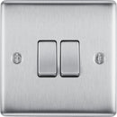 BG NBS42 Nexus Metal Brushed Steel Double Switch, 10Ax 2 Way - BG - Falcon Electrical UK