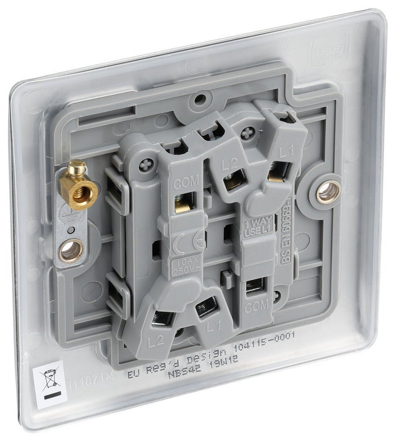 BG NBS42 Nexus Metal Brushed Steel Double Switch, 10Ax 2 Way - BG - Falcon Electrical UK