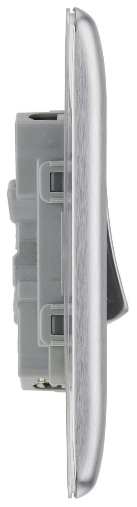 BG NBS42 Nexus Metal Brushed Steel Double Switch, 10Ax 2 Way - BG - Falcon Electrical UK