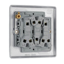 BG NBS43 Nexus Metal Brushed Steel Triple Switch, 10Ax 2 Way - BG - Falcon Electrical UK
