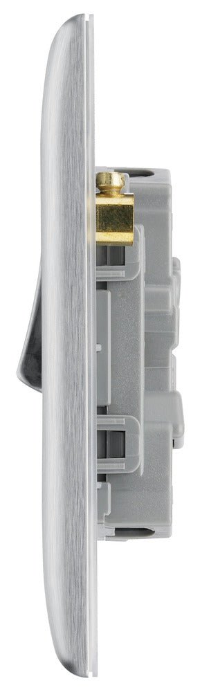 BG NBS44 Nexus Metal Brushed Steel Quadruple Switch, 10Ax 2 Way - BG - Falcon Electrical UK