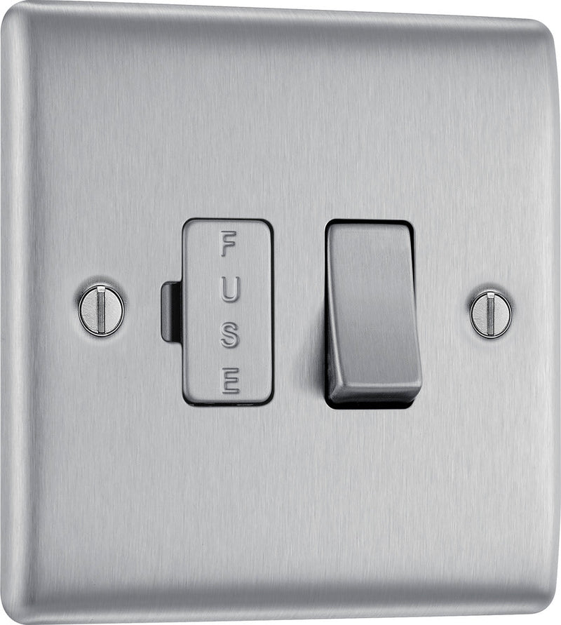 BG NBS50 Nexus Metal Brushed Steel Switched 13A Fused Connection Unit - BG - Falcon Electrical UK