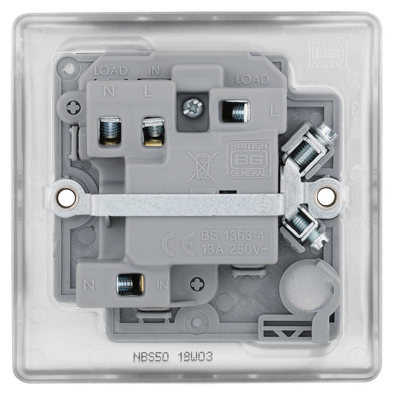 BG NBS50 Nexus Metal Brushed Steel Switched 13A Fused Connection Unit - BG - Falcon Electrical UK