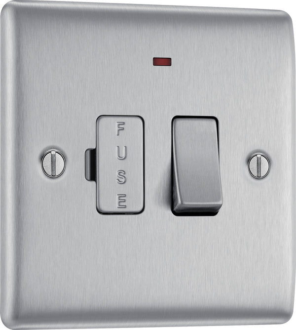 BG NBS52 Nexus Metal Brushed Steel Swi. 13A Fused Conn. Unit, w- Power Indicator - BG - Falcon Electrical UK