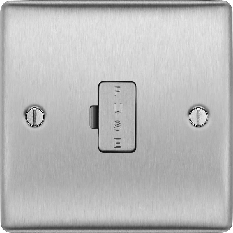 BG NBS54 Nexus Metal Brushed Steel Unswitched 13A Fused Connection Unit - BG - Falcon Electrical UK