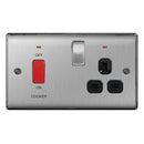 BG NBS70B Nexus Metal Brushed Steel 45A Cook. Control Unit w- Swi. 13A Power Skt. + Neon - BG - Falcon Electrical UK