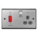 BG NBS70G Nexus Metal Brushed Steel 45A Cook. Control Unit w- Swi. 13A Power Skt. + Neon - BG - Falcon Electrical UK