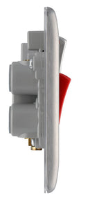 BG NBS70G Nexus Metal Brushed Steel 45A Cook. Control Unit w- Swi. 13A Power Skt. + Neon - BG - Falcon Electrical UK