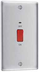 BG NBS72 Nexus Metal Brushed Steel 45A Rectangular Cooker Control Unit, With Power Indicator - BG - Falcon Electrical UK