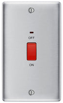 BG NBS72 Nexus Metal Brushed Steel 45A Rectangular Cooker Control Unit, With Power Indicator - BG - Falcon Electrical UK