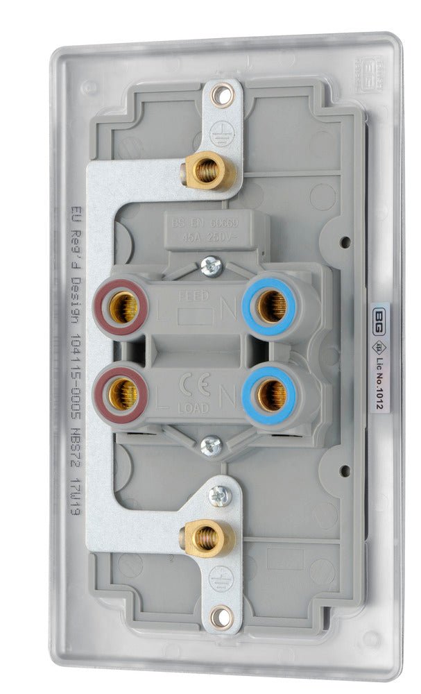 BG NPC72 Nexus Metal Polished Chrome 45A Rectangular Cooker Control Unit, With Power Indicator - BG - Falcon Electrical UK
